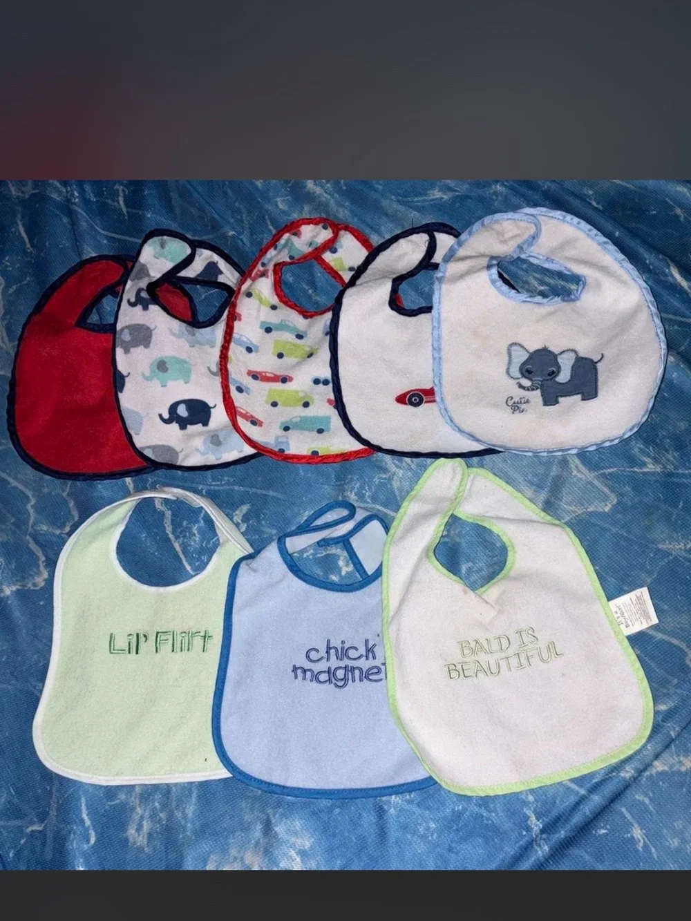 Baby Bib Set - Assorted Blue, White, Red & Green Colors
